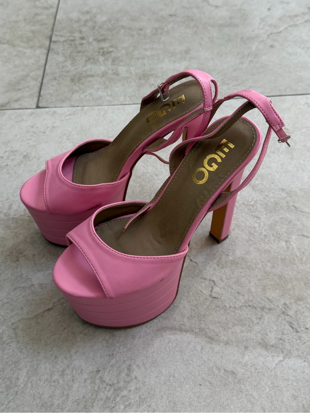 EGO Pink Platform Slingback Heels